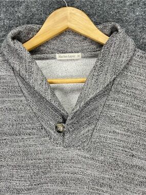 Marine Layer Pullover Sweater Men’s M Gray Button Shawl Neck Collar Marbled Knit